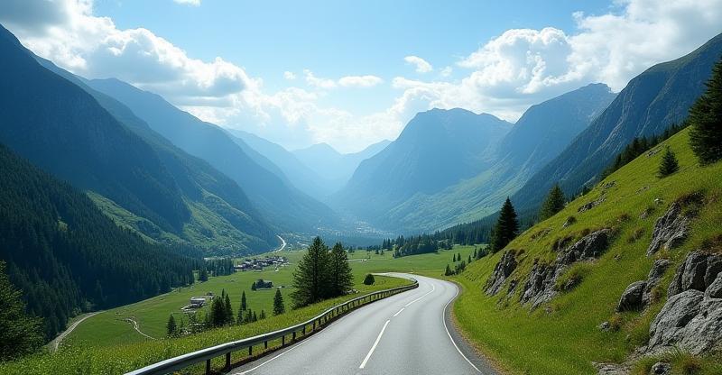 Scenic driving route in Swiss Alps